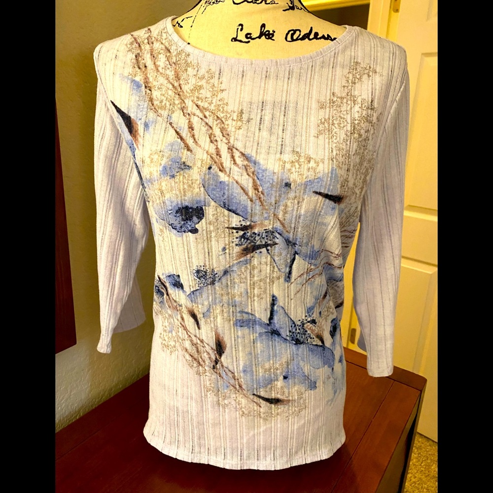 Chico’s tunic in a beautiful print.